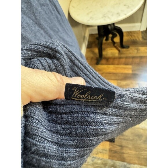 Woolrich Men's Dark Blue Knitted Wool Full-Zip Sweater Large - Picture 3 of 8